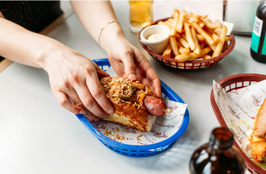 Brave brewing Co famous hotdog